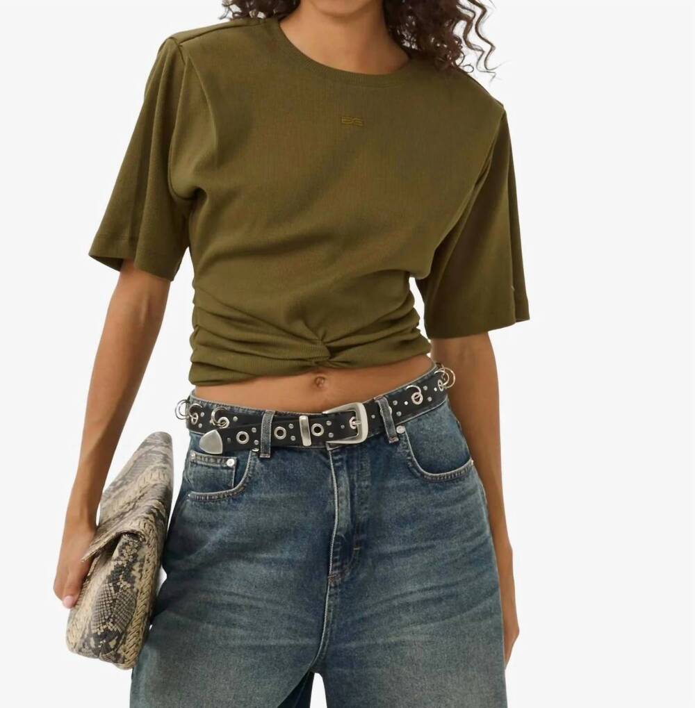 NEW GESTUZ betty crew neck tee in military olive
